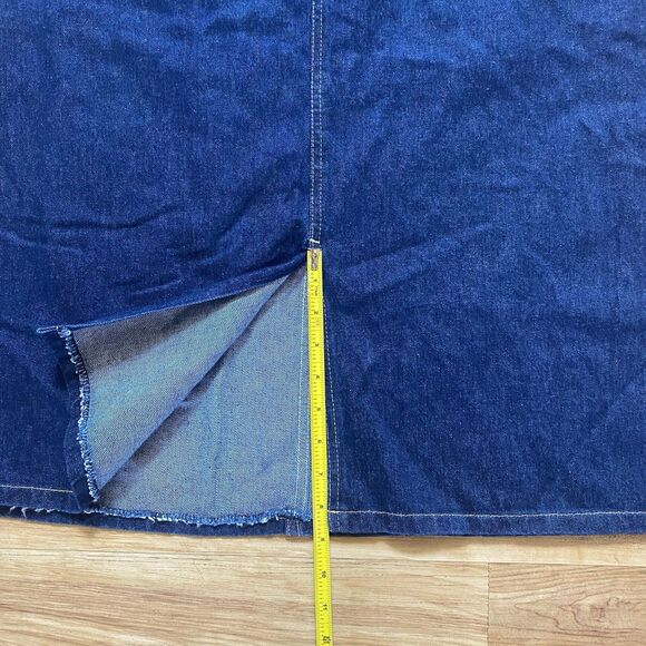 VTG LEE Jean Skirt 90s Women Size 18 Denim Midi Modest USA Pockets Retro Prairie - Picture 12 of 16
